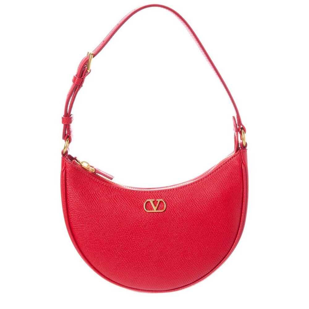 Valentino Vlogo Signature Mini Leather Hobo Bag, Brown